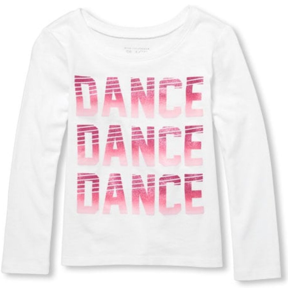 The Children's Place Toddler Girls Long Sleeve Glitter 'Dance' Graphic Tee 3T